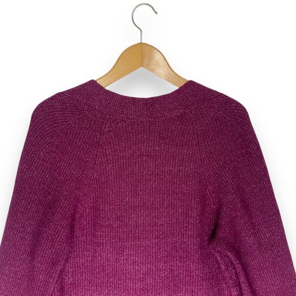 J.Jill Pure Jill Women Ribbed V-Neck Tunic Sweater S Purple Fuchsia Pink Purple - Picture 4 of 9